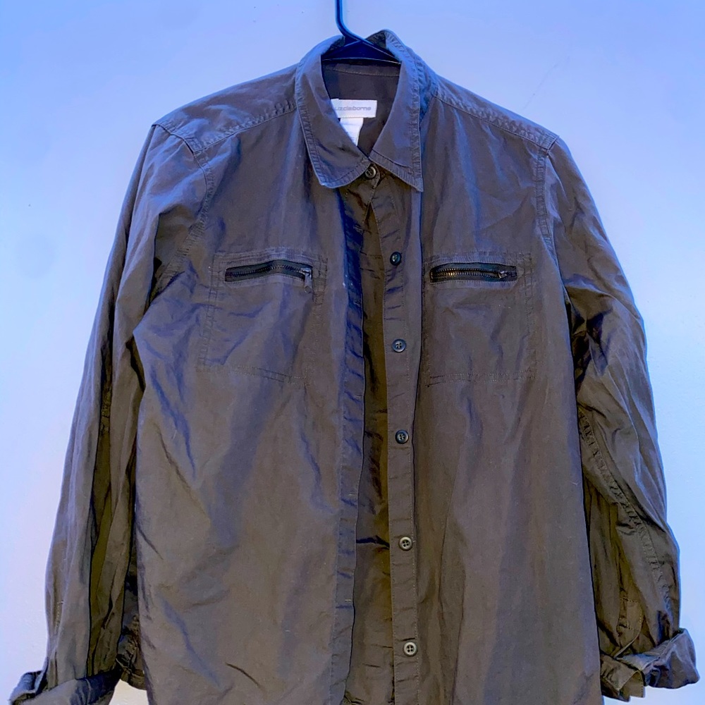 Liz Claiborne Long Sleeve Dark Green Button Down